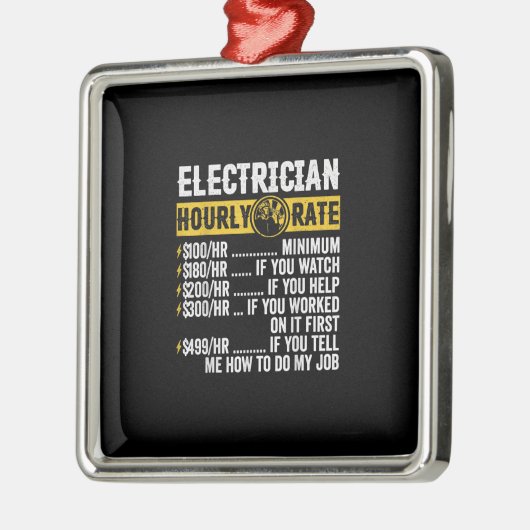 Funny Electricia Apparel, Mannen met een uurtarief Metalen Ornament (Links)