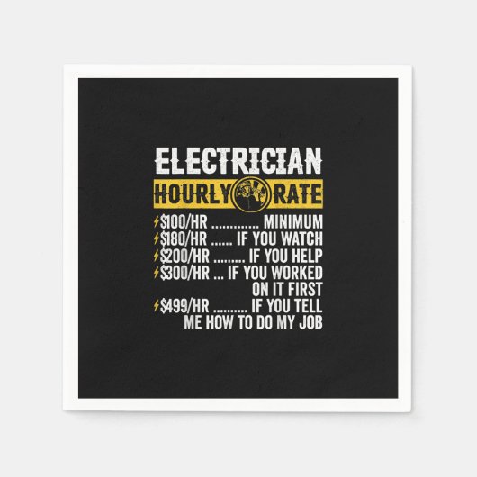 Funny Electricia Apparel, Mannen met een uurtarief Servet (Voorkant)