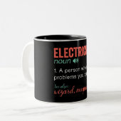 Funny Electricia Definitie Tweekleurige Koffiemok (Voorkant links)
