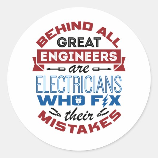 Funny Electricia Fix Mistakes Sarcastisch Gezegde Ronde Sticker (Voorkant)