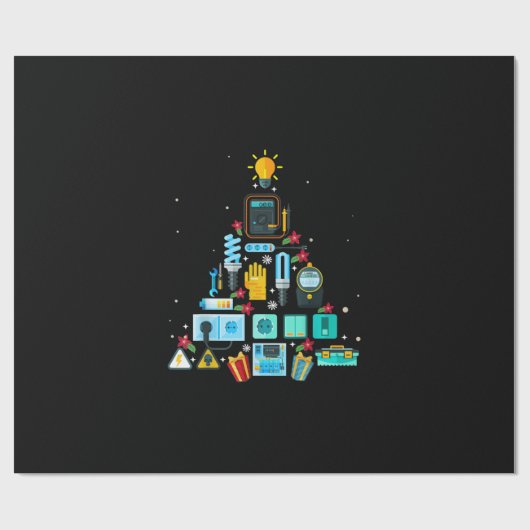 Funny Electricia kerstboom Cadeaupapier (Vlak)