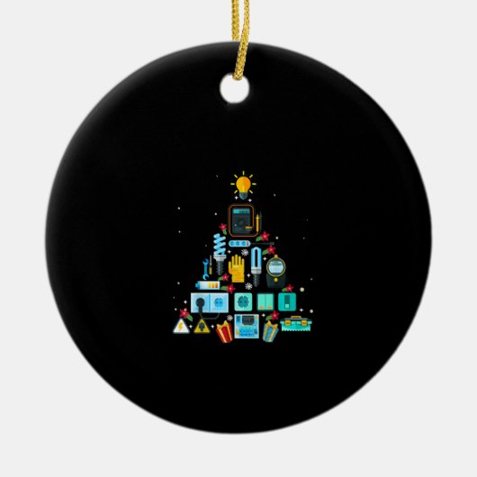Funny Electricia kerstboom Keramisch Ornament (Voorkant)