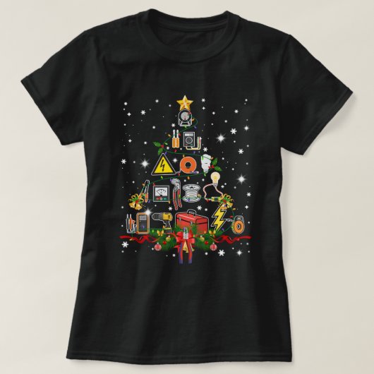 Funny Electricia kerstboom Matching Family G T-shirt (Design voorkant)