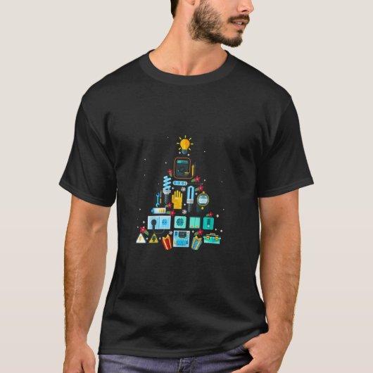 Funny Electricia kerstboom T-shirt (Voorkant)