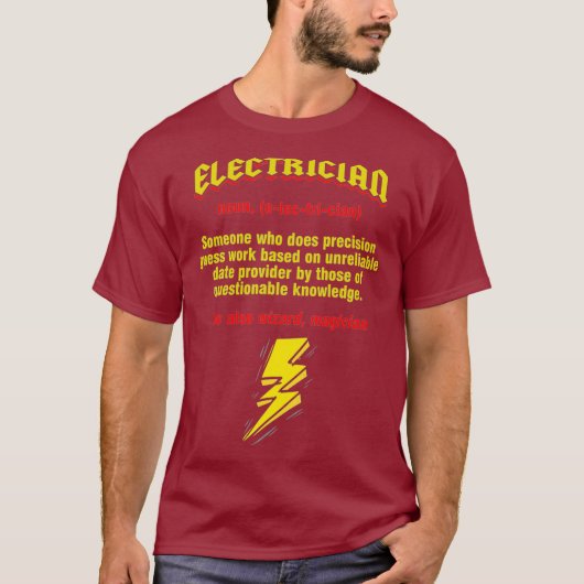 Funny Electricia Noun Definition Lineman T-shirt (Voorkant)