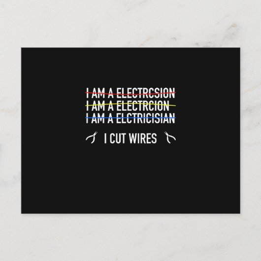 Funny Electricia Shirt, ik knip snoeren. Briefkaart (Voorkant)