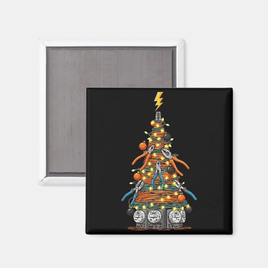 Funny Electrician Christmas Tree Xmas Graphic Men  Magneet (Voorkant / Achterkant)