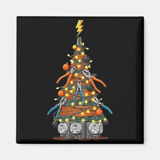 Funny Electrician Christmas Tree Xmas Graphic Men  Magneet (Voorkant)