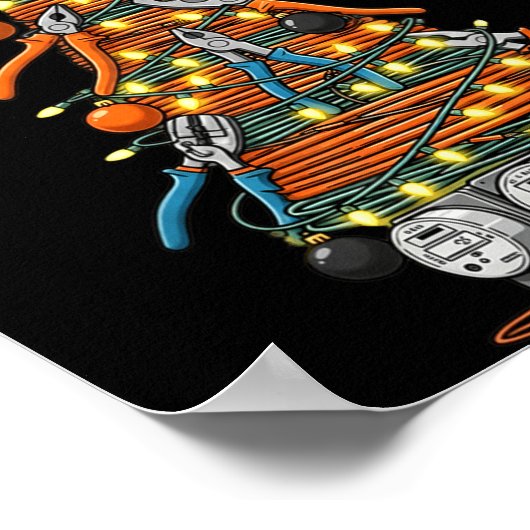 Funny Electrician Christmas Tree Xmas Graphic Men Poster (Hoek)