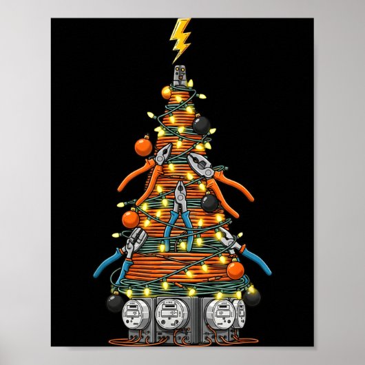 Funny Electrician Christmas Tree Xmas Graphic Men  Poster (Voorkant)