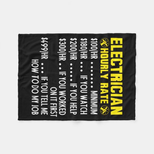 Funny Electrician Hourly Rate Pricing Chart  Fleece Deken (Voorkant (Horizontaal))
