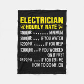 Funny Electrician Hourly Rate Pricing Chart  Fleece Deken (Voorkant)