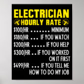 Funny Electrician Hourly Rate Pricing Chart  Poster (Voorkant)