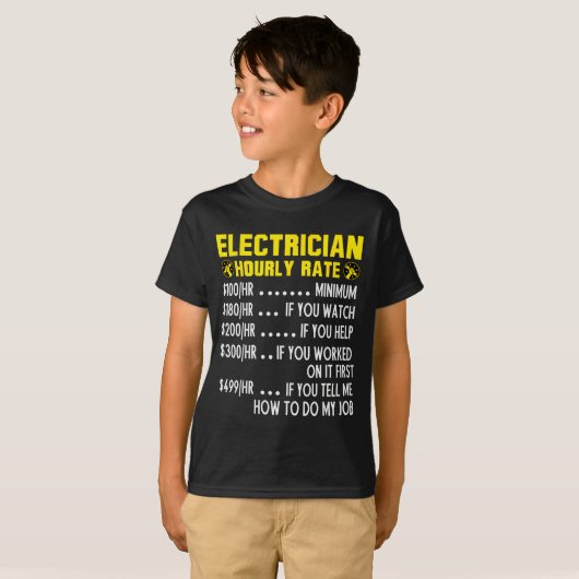Funny Electrician Hourly Rate Pricing Chart  T-shirt (Voorkant volledig)