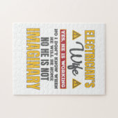 Funny Electricians Wife Gift Ja Hij werkt Gift Legpuzzel (Horizontaal)