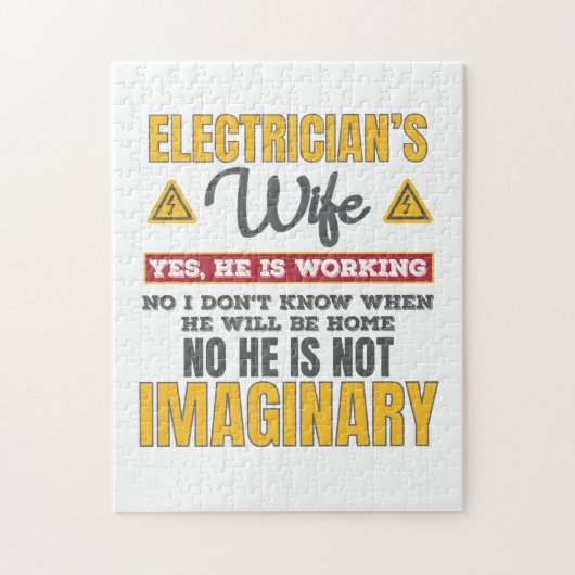 Funny Electricians Wife Gift Ja Hij werkt Gift Legpuzzel (Verticaal)