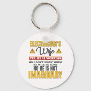 Funny Electricians Wife Gift Ja Hij werkt Gift Sleutelhanger