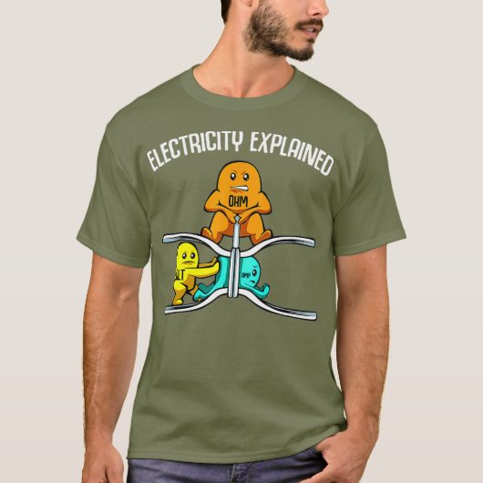 Funny Electricity Verklaarde natuurkundeleraar Ner T-shirt (Voorkant)