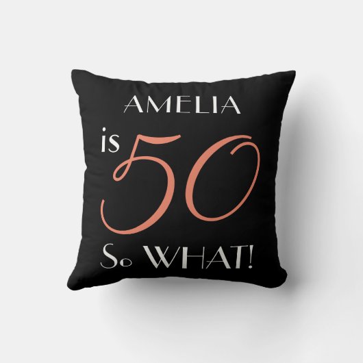 Funny Elegant Black 50th Birthday Kussen (Achterkant)