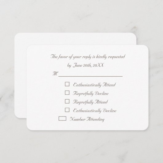 Funny Elegant Custom Party RSVP Invitation Kaart (Voorkant / Achterkant)