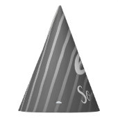 Funny Elegant Grey Stripe Pattern Man 60 Birthday Feesthoedjes (Links)