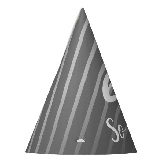 Funny Elegant Grey Stripe Pattern Man 60 Birthday Feesthoedjes (Links)