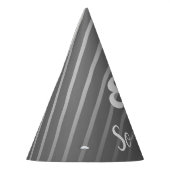 Funny Elegant Grey Stripe Pattern Man 80 Birthday Feesthoedjes (Links)