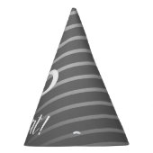 Funny Elegant Grey Stripe Pattern Man 80 Birthday Feesthoedjes (Rechts)