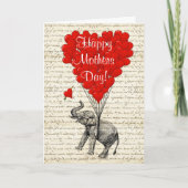 Funny elephant and love hart moederdag kaart (Voorkant)