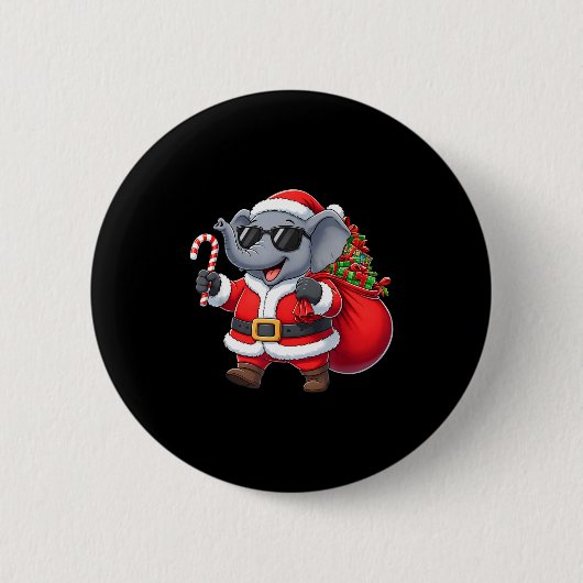 Funny Elephant Christmas Santa Outfit Xmas Boys Gi Ronde Button 5,7 Cm (Voorkant)