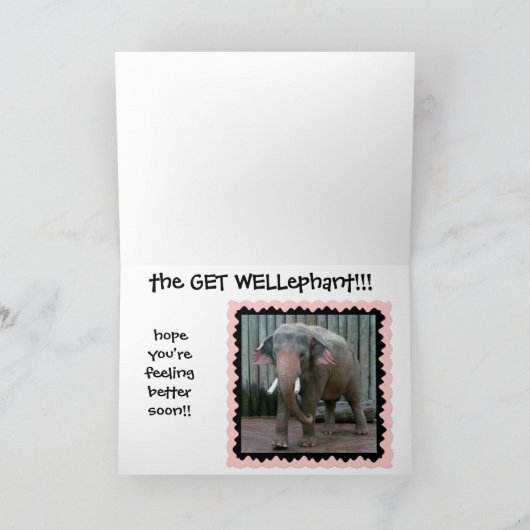 Funny Elephant Get Well Kaart, krijg een goede oli Kaart (Binnen)