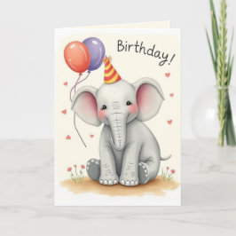 Funny Elephant Happy Birthday Kaart