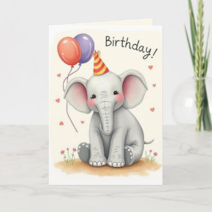 Funny Elephant Happy Birthday Kaart