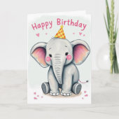 Funny Elephant Happy Birthday Kaart (Voorkant)