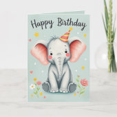 Funny Elephant Happy Birthday Kaart (Voorkant)