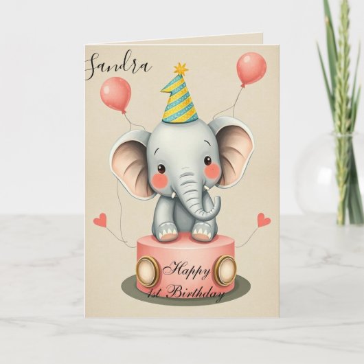 Funny Elephant Happy Birthday Kaart (Voorkant)