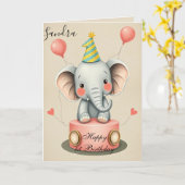 Funny Elephant Happy Birthday Kaart (Gele Bloem)