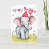 Funny Elephant Happy Birthday Kaart (Voorkant)