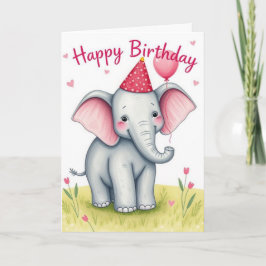 Funny Elephant Happy Birthday Kaart