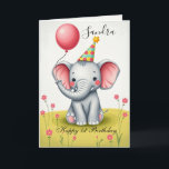 Funny Elephant Happy Birthday Kaart<br><div class="desc">Vier de speciale dag van iemand met deze vrolijke Happy Birthday-kaart! Met levendige kleuren en speelse typografie is deze kaart perfect voor het verspreiden van vreugde en liefde. Of je nu verjaardagswensen stuurt naar een vriend, familielid of collega, deze prachtige kaart zal zeker een glimlach op hun gezicht toveren. Links...</div>
