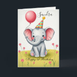 Funny Elephant Happy Birthday Kaart<br><div class="desc">Vier de speciale dag van iemand met deze vrolijke Happy Birthday-kaart! Met levendige kleuren en speelse typografie is deze kaart perfect voor het verspreiden van vreugde en liefde. Of je nu verjaardagswensen stuurt naar een vriend, familielid of collega, deze prachtige kaart zal zeker een glimlach op hun gezicht toveren. Links...</div>