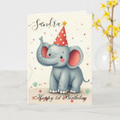 Funny Elephant Happy Birthday Kaart (Gele Bloem)