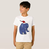 Funny Elephant in Santa Hat-kerstkunst T-shirt (Voorkant volledig)