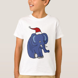 Funny Elephant in Santa Hat-kerstkunst T-shirt