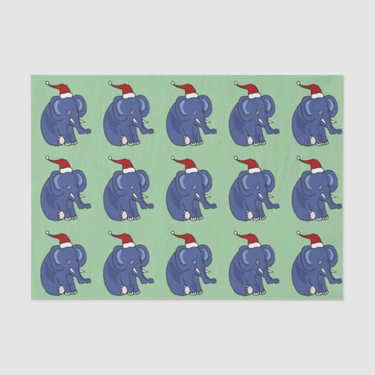 Funny Elephant in Santa Hat Tissue Paper Tissuepapier (Voorkant)