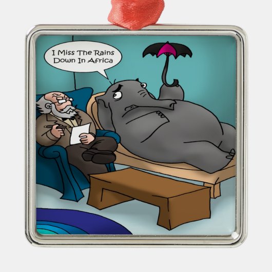 Funny Elephant in Therapie Metalen Ornament (Voorkant)