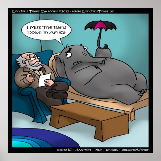 Funny Elephant in Therapy Poster (Voorkant)