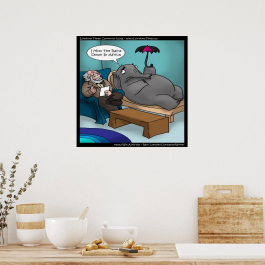 Funny Elephant in Therapy Poster (Keuken)