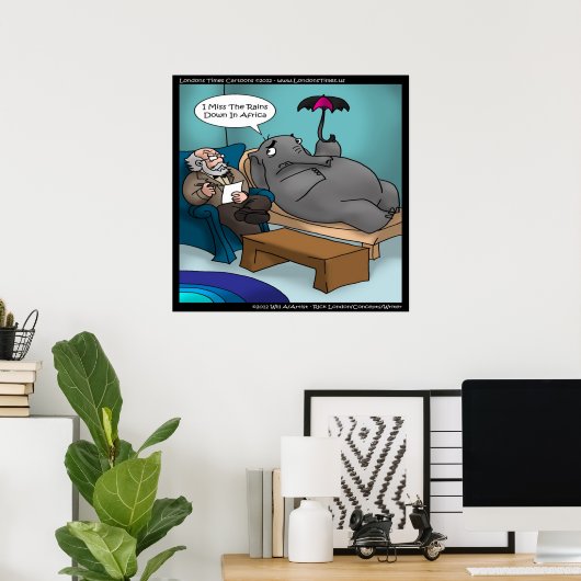 Funny Elephant in Therapy Poster (Thuiskantoor)