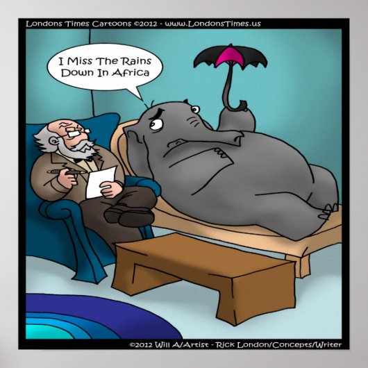 Funny Elephant in Therapy Poster (Voorkant)